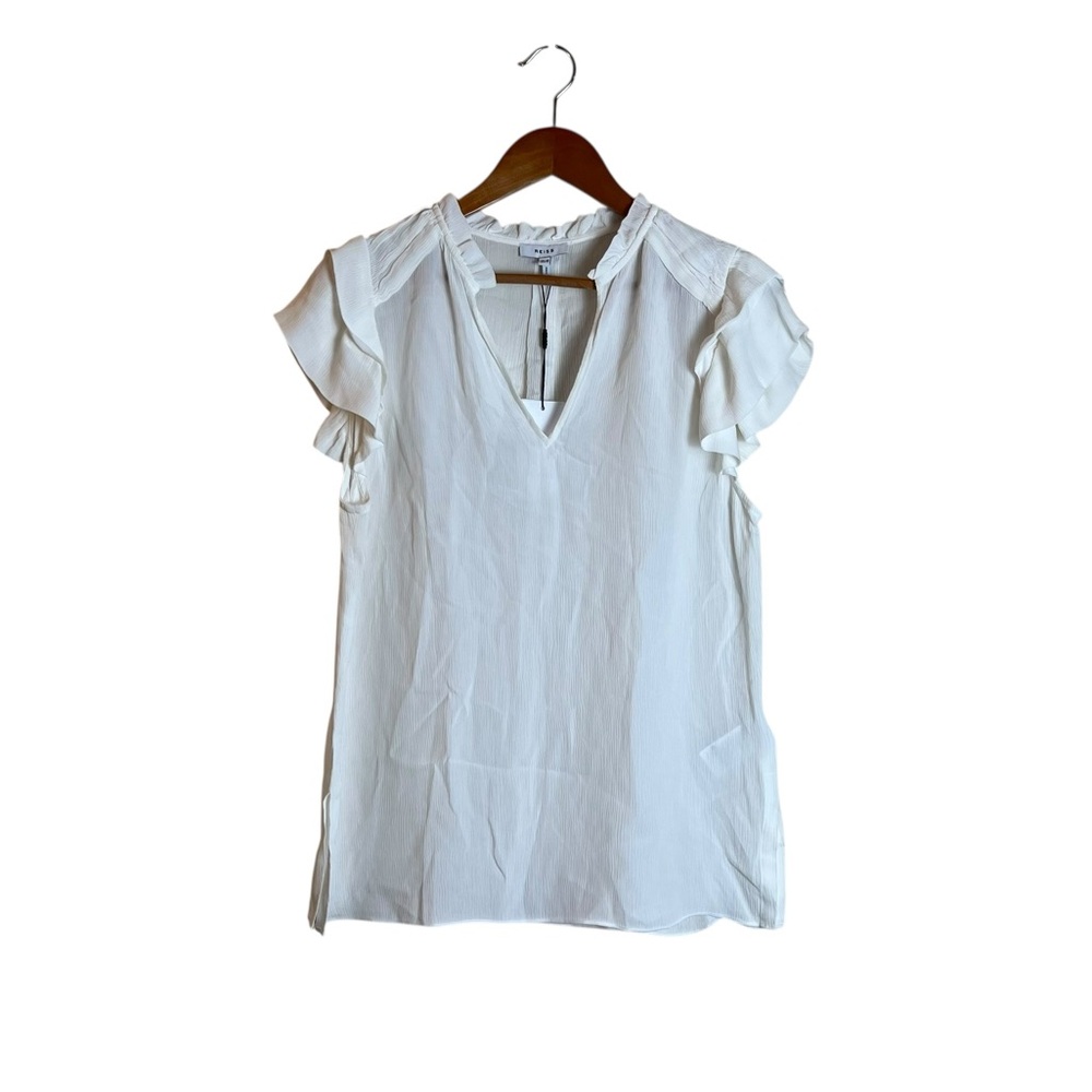 NWT Reiss Bella frill sleeveshell in ivory
